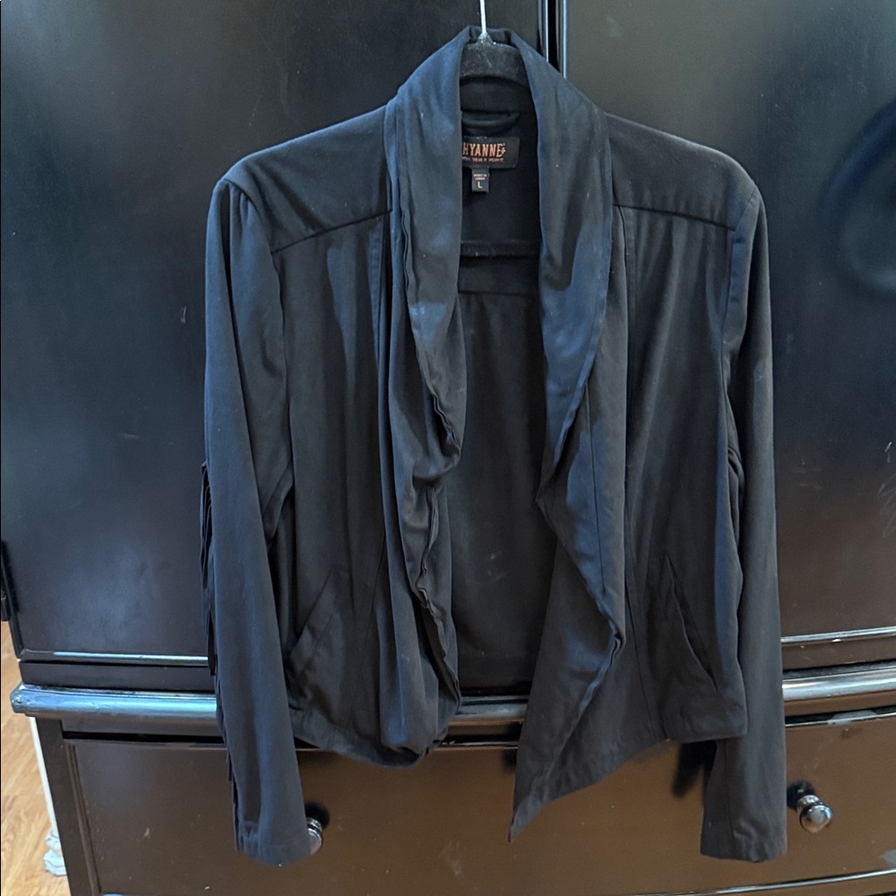 Shyanne by Bootbarn Elegant Black Women's fringe on back black Blazer size large
